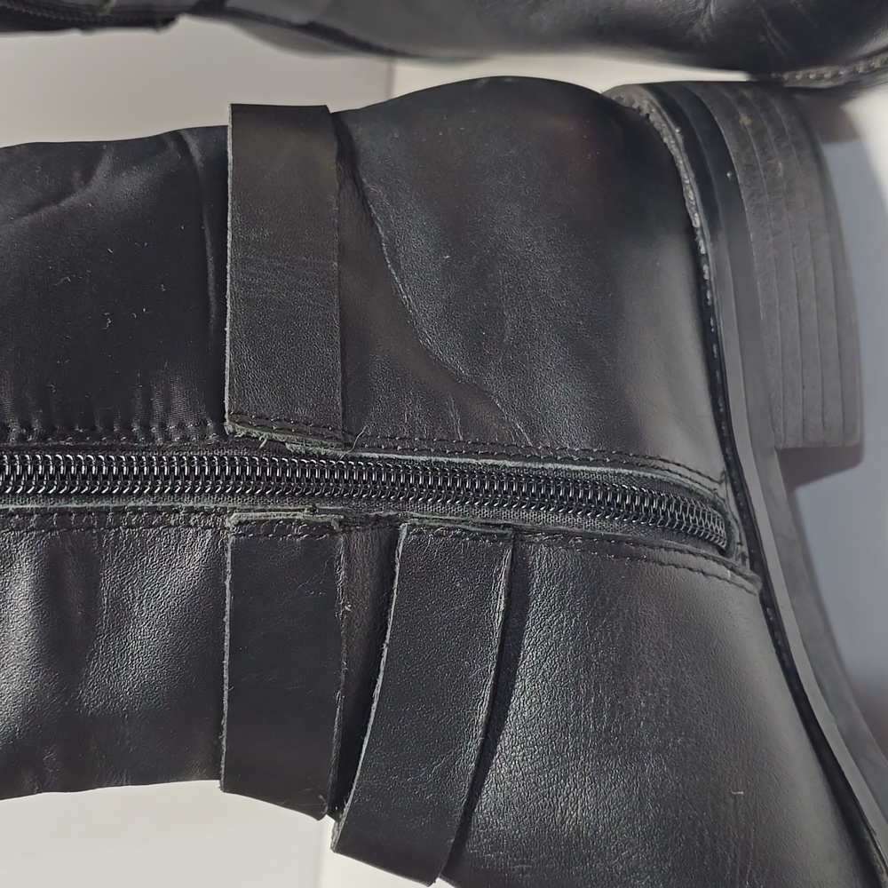 {Kenneth Cole} Reaction Kent Space Bucklr Leather Tall Boots - Black - 9.5 - Picture 5 of 12